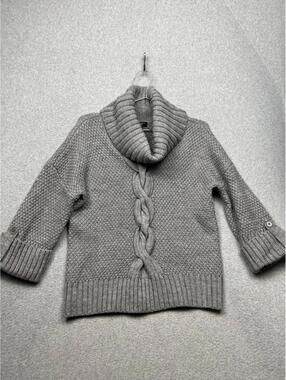 Talbots Wool Alpaca Chunky Cable Knit Sweater Womens Petite S Turtleneck